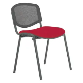Chaise confort Iso -  Assise rouge - Dossier noir 