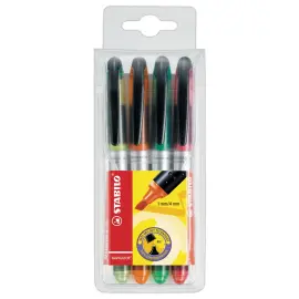 4 Surligneurs NAVIGATOR - Encre liquide - Pointe biseaut&eacute;e - Assortis - STABILO 