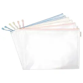 6 Pochettes souples renforc&eacute;es Zipper - A3 - Coloris pastels assortis - TARIFOLD 