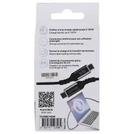 C&acirc;ble USB-C iClick 140W - 2m - Noir - T'NB 
