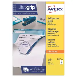 100 Planches d'&eacute;tiquettes multiusages AVERY 105x148 mm soit 400 &eacute;tiq/bo&icirc;te 