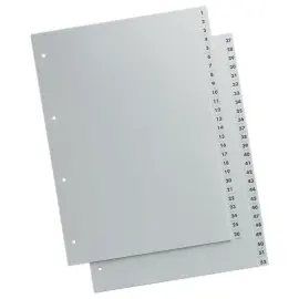 Jeu d'intercalaires num&eacute;riques polypropyl&egrave;ne - A4 maxi - 52 onglets - FIDUCIAL 