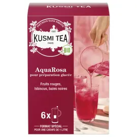 Bo&icirc;te de 6 grands sachets d'infusion AquaRosa bio Kusmi Tea 