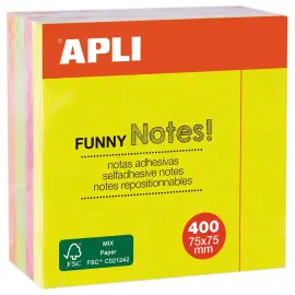 Bloc cube 400 feuilles 75x75 mm  couleurs assorties vives 