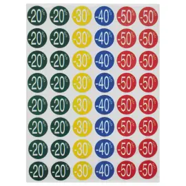 5 feuilles de 48 &eacute;tiquettes remises -20%&agrave;-50% assortis 