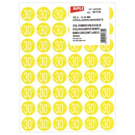 4 feuilles de 48 &eacute;tiquettes remises -30% jaunes 