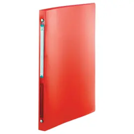 Classeur translucide color&eacute; 4 anneaux, dos 2 cm - Rouge - FIDUCIAL 