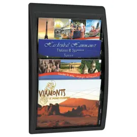 Pr&eacute;sentoir mural en colonne 4 cases pour format 24 x 32 - noir 