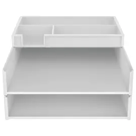 Set de 2 corbeilles &agrave; courrier blanches avec trieur de bureau 