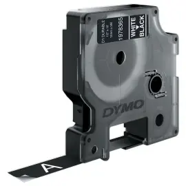 Ruban D1 Durable - Texte blanc sur fond noir - 12 mm x 3 m - Dymo 