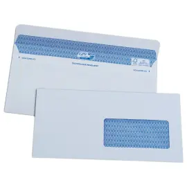 100 Enveloppes Secure blanches - 112x225 mm - Fen&ecirc;tre 45X100 mm - 90g - GPV 