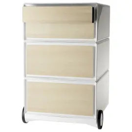 Caisson mobile EASYBOX 2 tiroirs et 2 plumiers h&ecirc;tre 