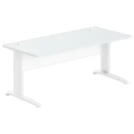 Bureau Buenos Aires - 180 x 80 cm - Plateau gris et pieds blancs - FIDUCIAL OFFICE SOLUTIONS 