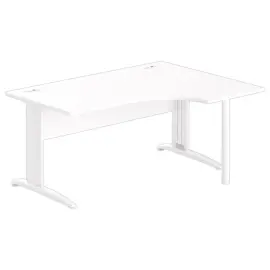 Bureau BUENOS AIRES compact retour &agrave; droite blanc/blanc, L160 