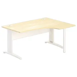 Bureau BUENOS AIRES compact retour &agrave; droite h&ecirc;tre/blanc, L160 