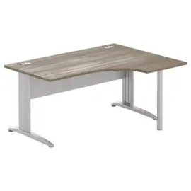 Bureau BUENOS AIRES compact retour &agrave; droite noyer/alu, L160 