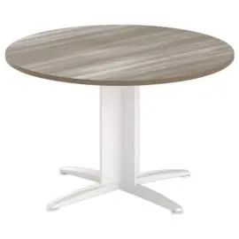 Table r&eacute;union ronde diam. 116cm noyer/blanc 