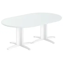 Table r&eacute;union ovale 200x120 gris/blanc 