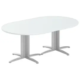 Table r&eacute;union ovale 200x120 gris/aluminium 