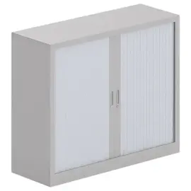 Armoire basse &agrave; rideaux m&eacute;talliques - 100 x 100 cm - Alu 