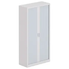 Armoire haute &agrave; rideaux m&eacute;talliques - 198 x 100 cm - Gris clair 