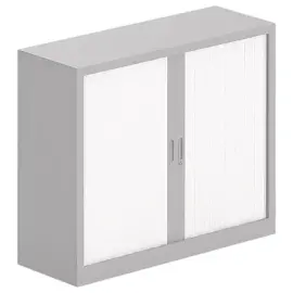 Armoire basse &agrave; rideaux - Aluminium/blanc - 100x120 cm 