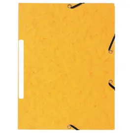 10 Chemises 3 rabats &agrave; &eacute;lastiques 360 g - Dos de 1,5 cm - Jaune - EXACOMPTA 