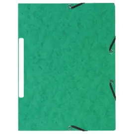 10 Chemises 3 rabats &agrave; &eacute;lastiques - Dos 1,5 cm - Vert - Exacompta 