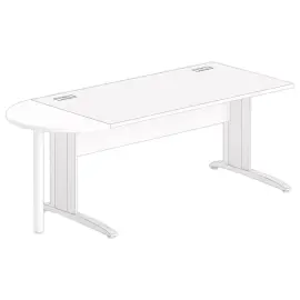 1/2 lune bureau rectangulaire blanc/blanc 