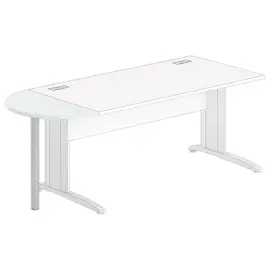 1/2 lune bureau rectangulaire gris/alu 