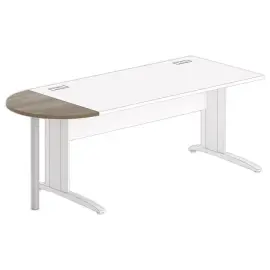 1/2 lune bureau rectangulaire noyer/alu 