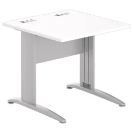Table 80 x 80 blanc - pieds aluminium 