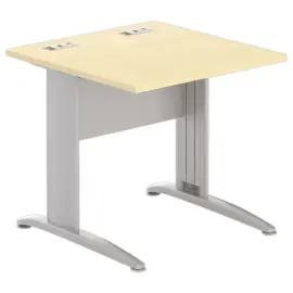 Table 80 x 80 h&ecirc;tre - pieds aluminium 