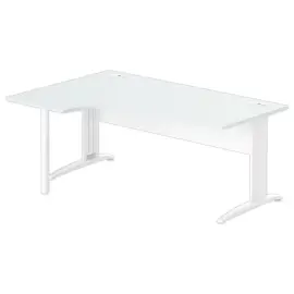 Bureau BUENOS AIRES compact retour &agrave; gauche gris/blanc, L180 