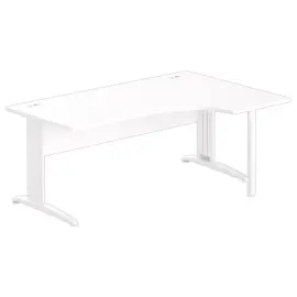 Bureau BUENOS AIRES compact retour &agrave; droite blanc/blanc, L180 