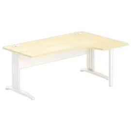 Bureau BUENOS AIRES compact retour &agrave; droite h&ecirc;tre/blanc, L180 