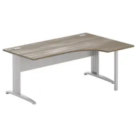 Bureau BUENOS AIRES compact retour &agrave; droite noyer/alu, L180 