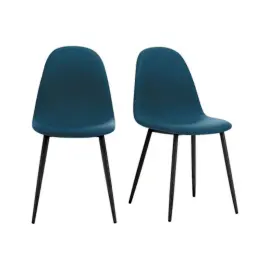 2 Chaises MUST H87 x P54 x L45 cm pied noir assise bleue mont&eacute;es 