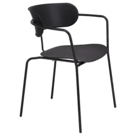 2 Chaises bistro pieds noirs assise noire 