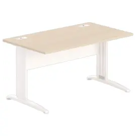 Bureau Buenos Aires - Plateau acacia clair et pieds blancs - 140 x 80 cm - FIDUCIAL OFFICE SOLUTIONS 