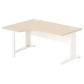 Bureau BUENOS AIRES compact retour &agrave; gauche acacia clair/blanc, L160 