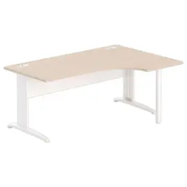 Bureau BUENOS AIRES compact retour &agrave; droite acacia/blanc, L180 