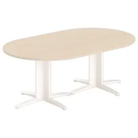 Table r&eacute;union ovale 200x120 acacia/blanc 