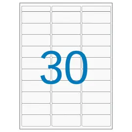 16 Planches d'&eacute;tiquettes multi-usages 19x38 mm, blanc - 480 &eacute;tiq. 