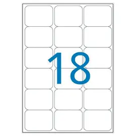100 Planches d'&eacute;tiquettes laser L63,5 x H46,6 mm soit 1800 &eacute;tiq/bo&icirc;te 