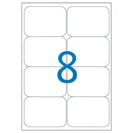 100 Planches d'&eacute;tiquettes laser 100% recycl&eacute;es 99,1X67,7 mm soit 800 &eacute;tiq. 