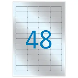 20 Planches d'&eacute;tiquettes inalt&eacute;rables laser 45,7x21,2mm 960 &eacute;tiq. argent 
