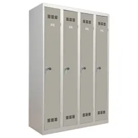 Vestiaire d'atelier 4 colonnes, H 180 xL 120 X P 50 cm gris/gris 