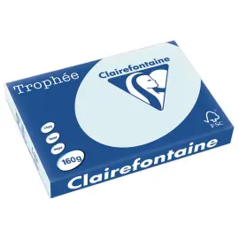 Ramette de 250 feuilles de papier couleurs pastel Troph&eacute;e A3 -160g - bleu - CLAIREFONTAINE 