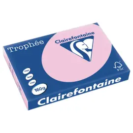 Ramette de 250 feuilles de papier couleurs pastel Troph&eacute;e A3 -160g rose - CLAIREFONTAINE 